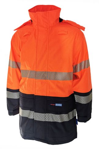 Hi Vis Inherent Fire Retardant HRC2 Segmented Taped Rain Jacket