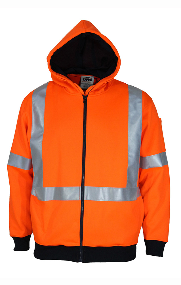 DNC NSW Rail Compliant Hi Vis Hoodie With Full Zip and ‘X’ Back Tape