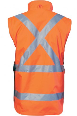 HI VIS 'X' Back Water Proof Reversible Vest with Zip Off Sleeves