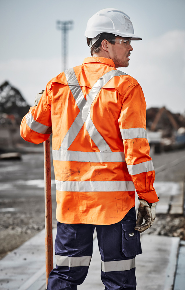 Syzmik NSW Rail Compliant Hi Vis Work Shirt With Bio-Motion Tapes and ‘X’ Back Tape