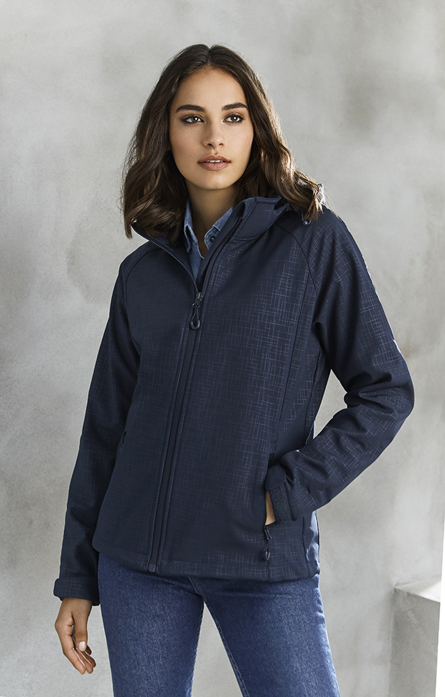 Women Geo Stretch Soft Shell Jacket With Bonded Fleece Lining