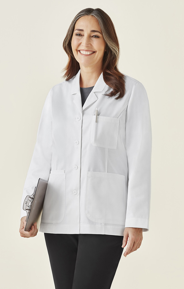 Women Stain Release Cropped Lab Coat