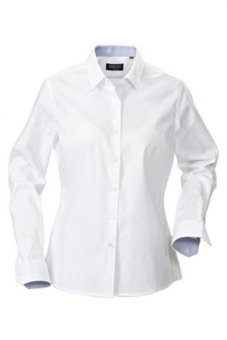 Women Redding Cotton Oxford Blouse With Contrast Neck Tab and Cuff Long Sleeve