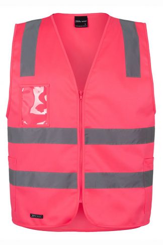 JBs Zip Hi Vis Vest With Reflective Tape In Pink, Orange and Lime Colours