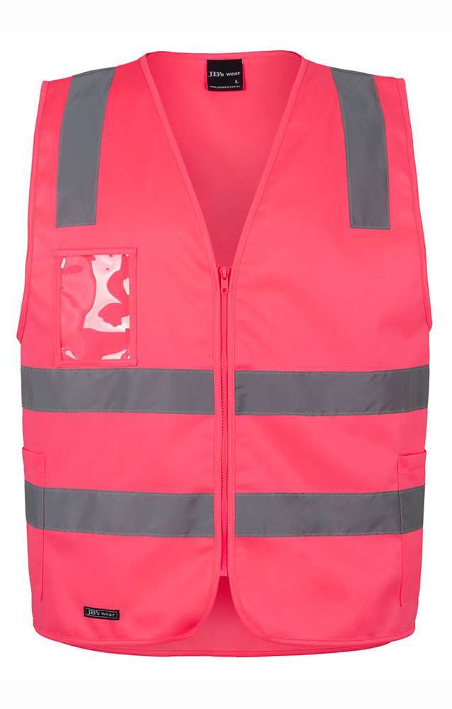 JBs Zip Hi Vis Vest With Reflective Tape In Pink, Orange and Lime Colours