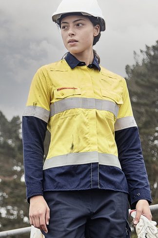 Syzmik Flame Resistant HRC 2 Rated Women Hi Vis Shirt With Reflective Tape