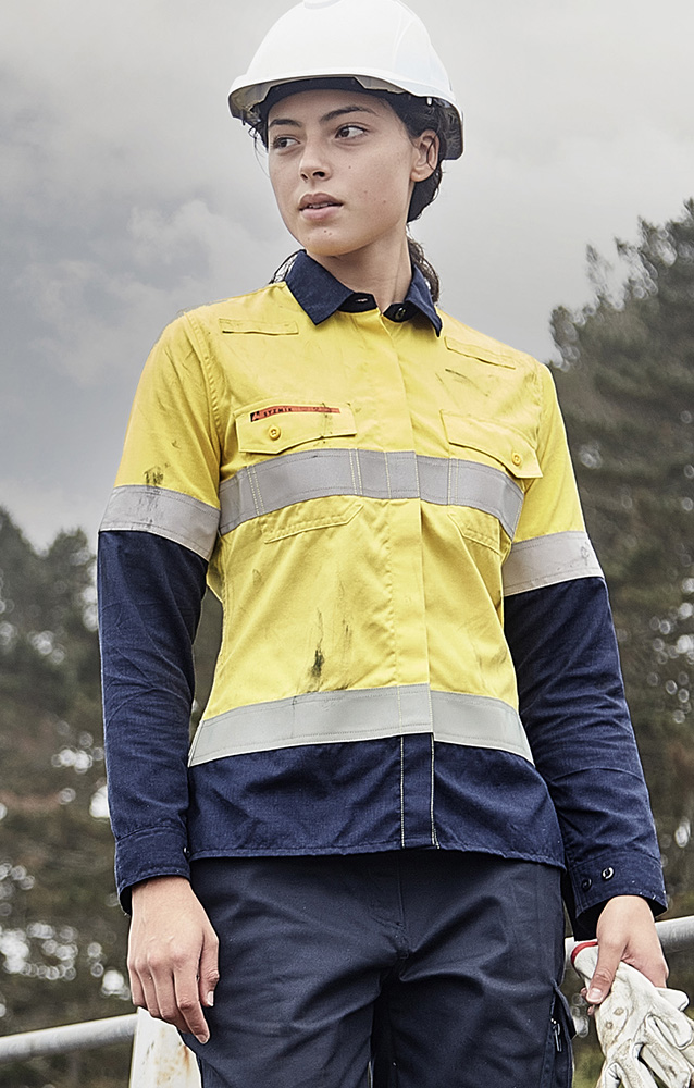 Syzmik Flame Resistant HRC 2 Rated Women Hi Vis Shirt With Reflective Tape